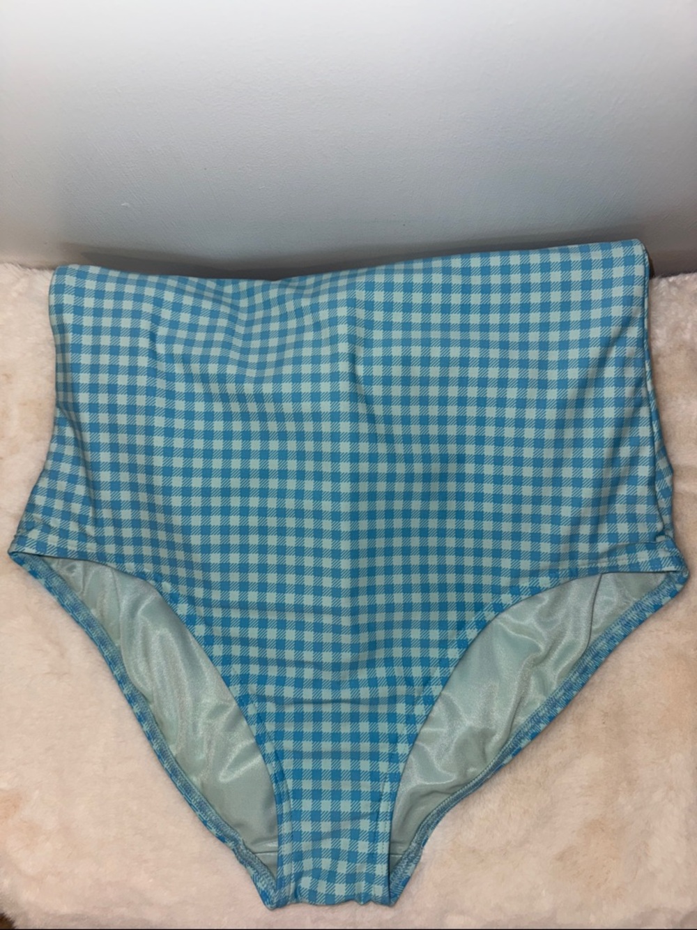 Lands’ End Blue Gingham One Piece Swimsuit w Twist Front Women’s 12 L - Picture 6 of 12